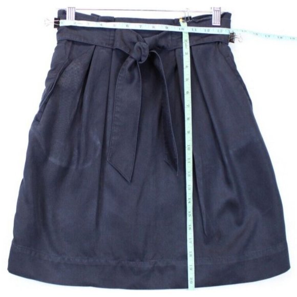 H&M A-Line Mini Skirt Pleated  4 Blue  Solid Lyocell - Picture 6 of 9